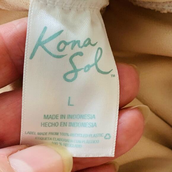 Kona Sol Size L Women's Triangle High Coverage One Piece Swimsuit  Navy White - Picture 11 of 12